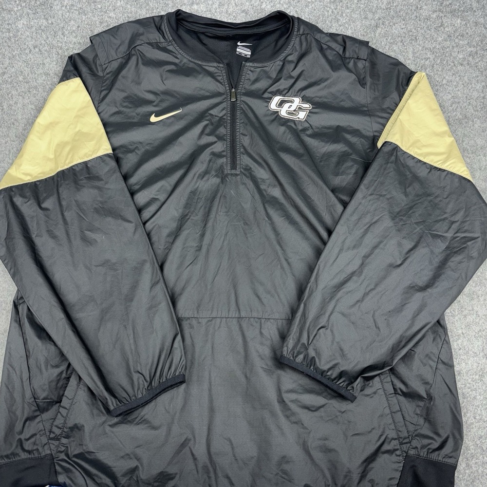 Nike OG Windbreaker Jacket Men's XXL Black Vented 1/4 Zip Pullover Embroidered